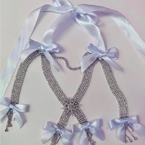 Affair Of The Diamond necklace by Stonehart Jewelry in dusty blue